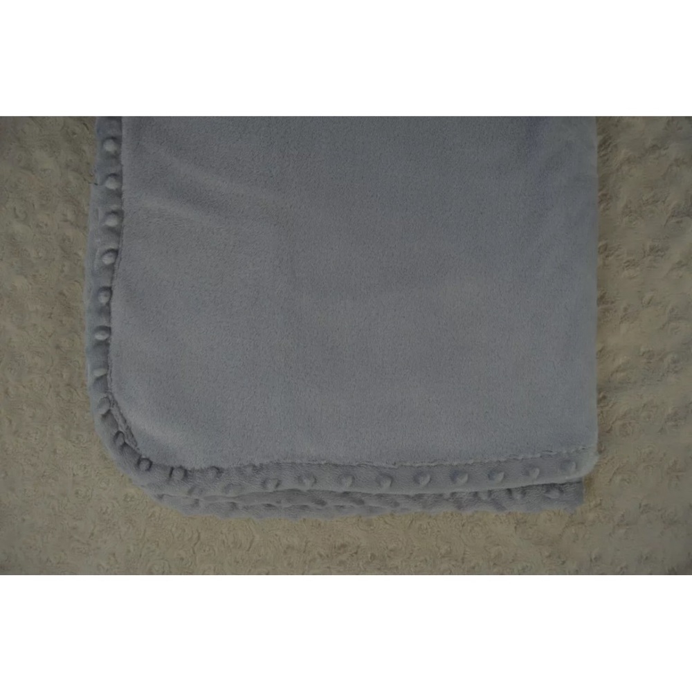SL Home Fashions Gray Baby Blanket Minky Dot Edge RN 119741 S.L. Plush Soft